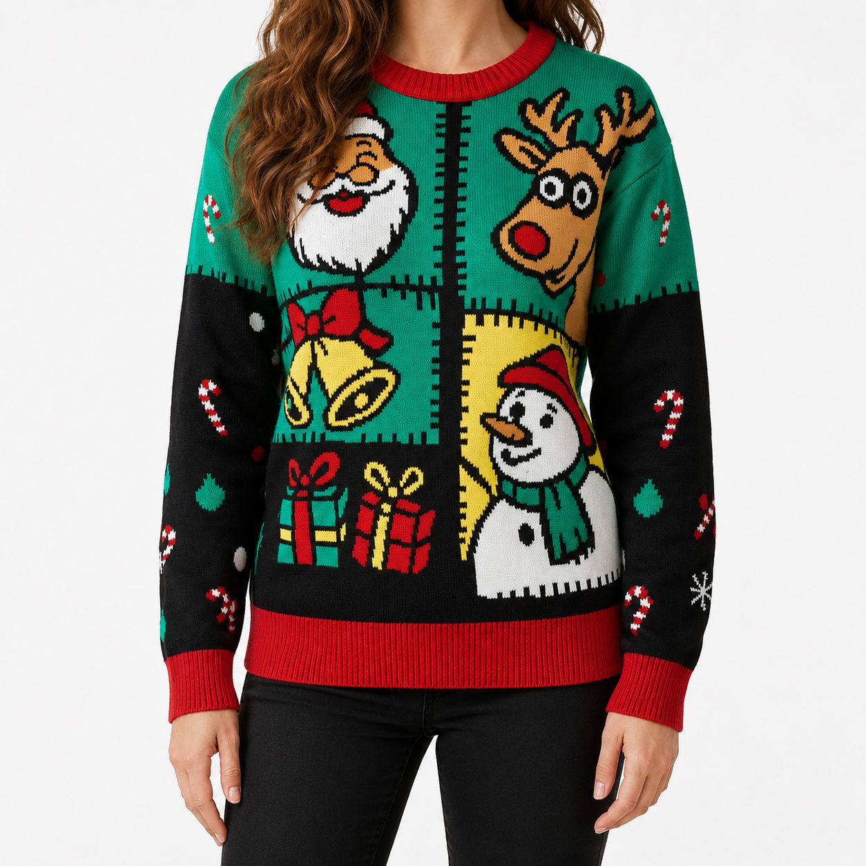 Casual Novelty Printed Christmas Pullover Sweater For Women