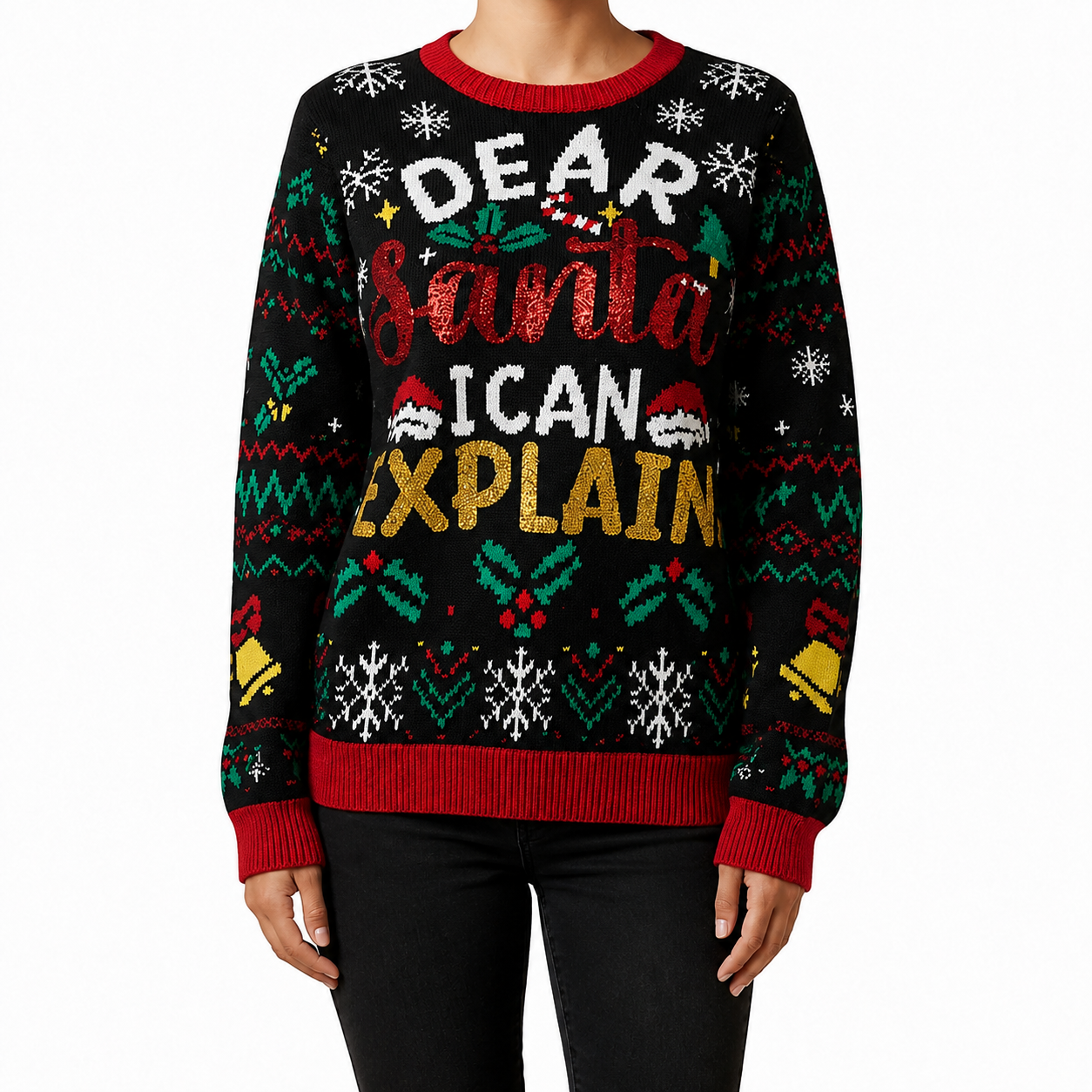 Casual Novelty Printed Christmas Pullover Sweater For Women