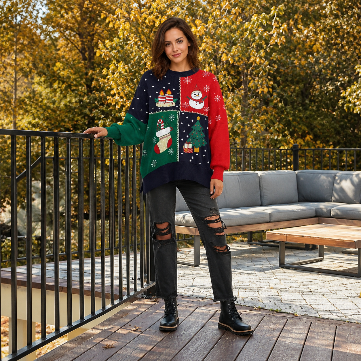 Casual Oversized Batwing Knit Christmas Sweaters For Women