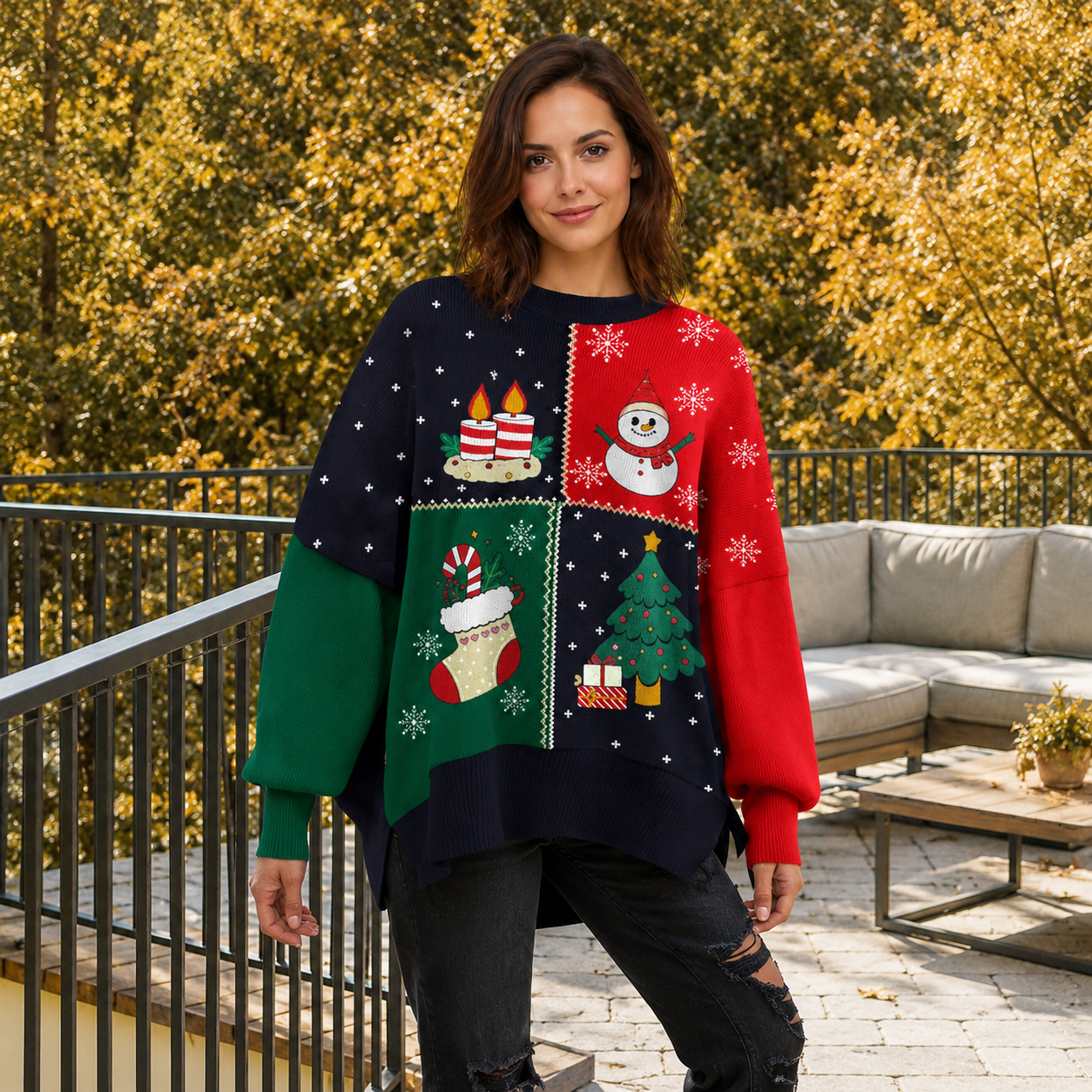 Casual Oversized Batwing Knit Christmas Sweaters For Women