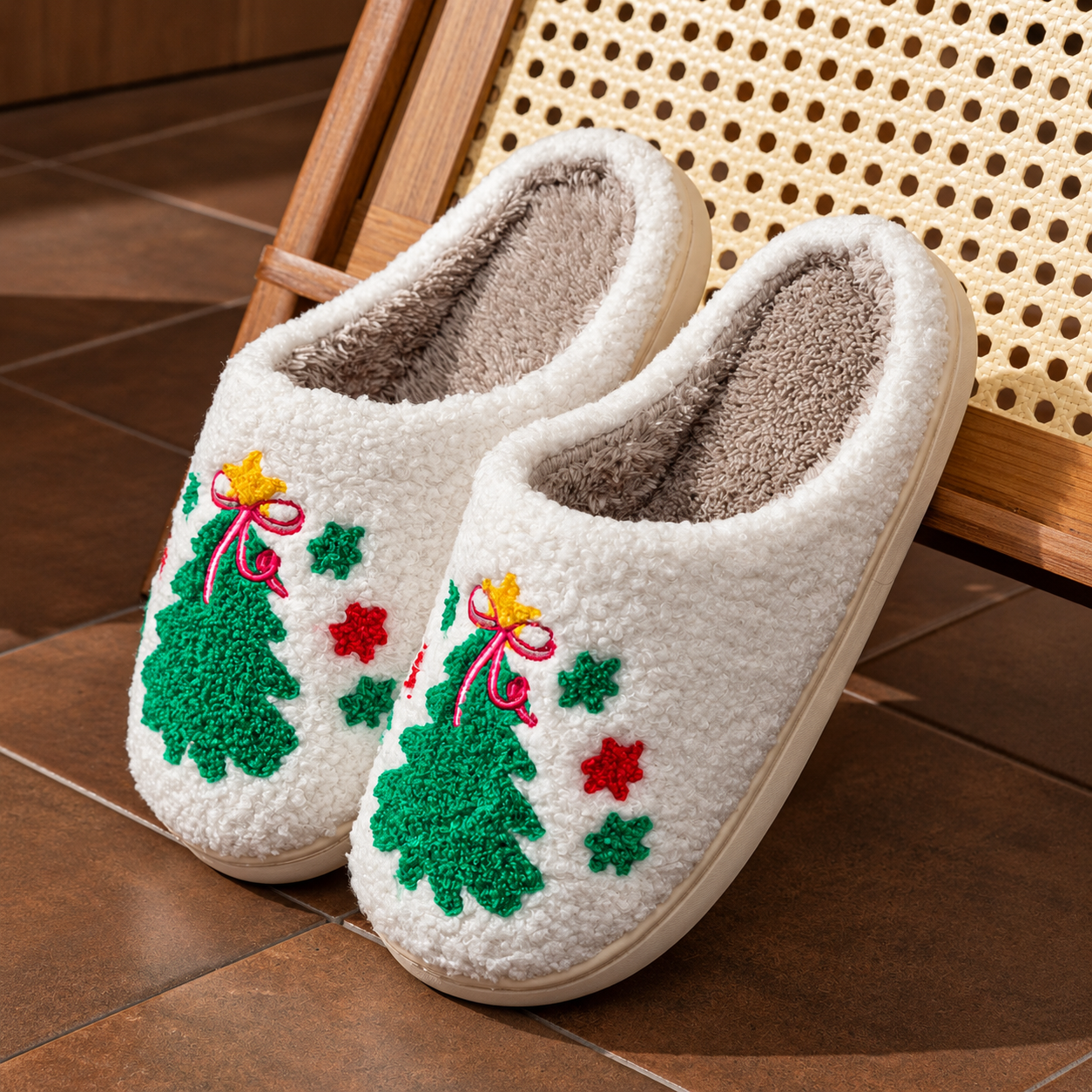 Christmas Cartoon Winter Holiday House Slippers For Men And Women
