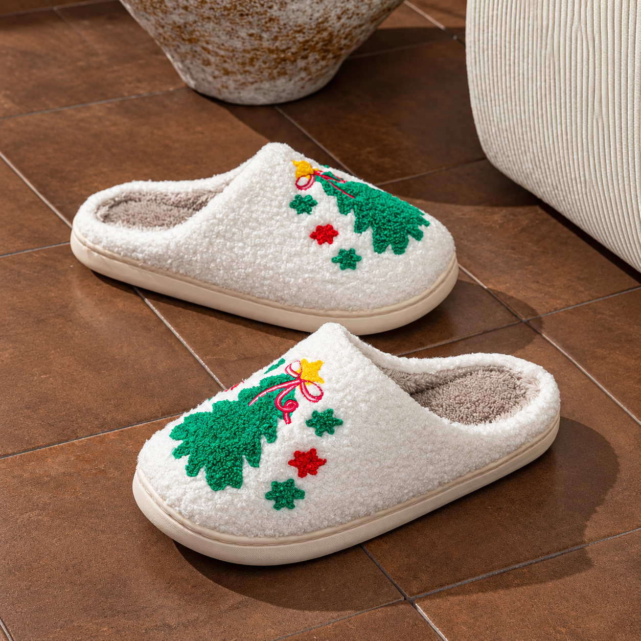Christmas Cartoon Winter Holiday House Slippers For Men And Women