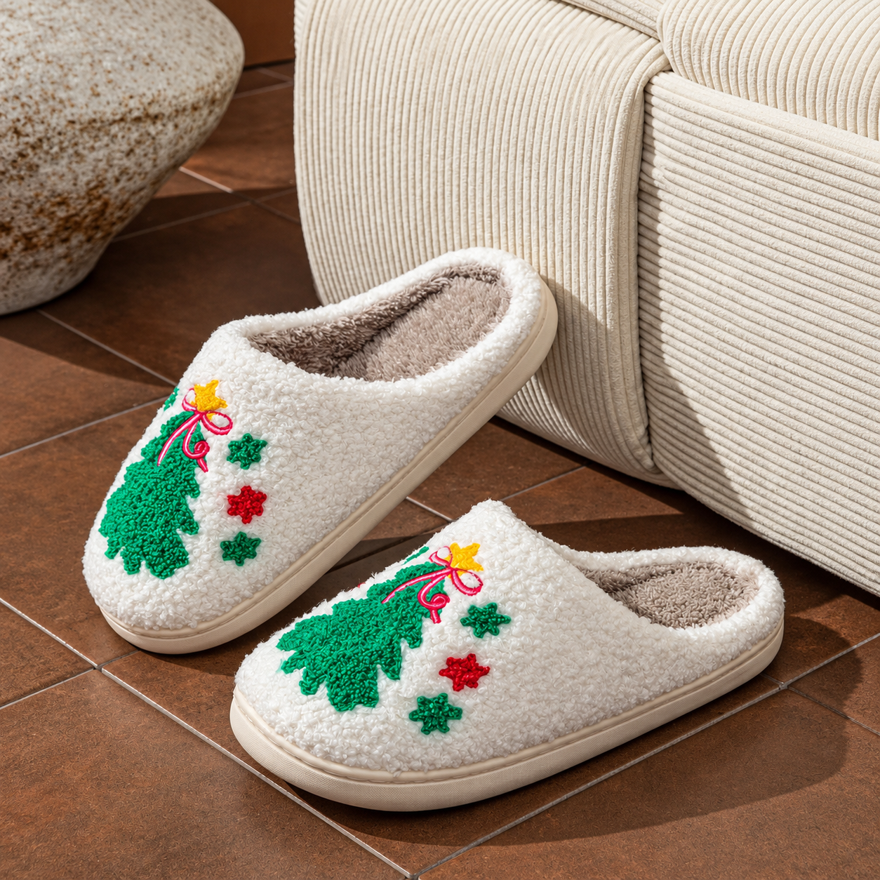 Christmas Cartoon Winter Holiday House Slippers For Men And Women