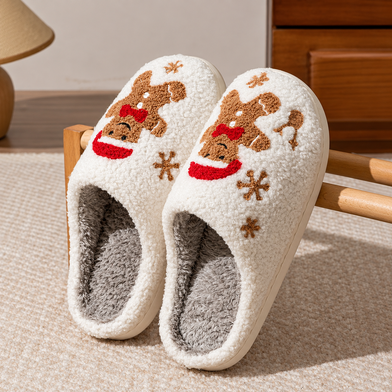 Christmas Cartoon Winter Holiday House Slippers For Men And Women