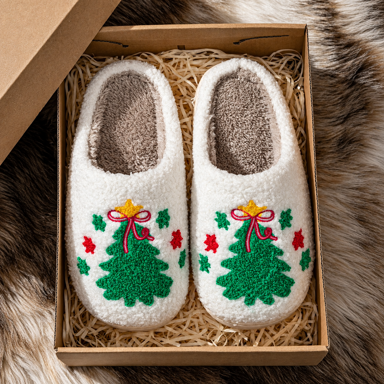 Christmas Cartoon Winter Holiday House Slippers For Men And Women