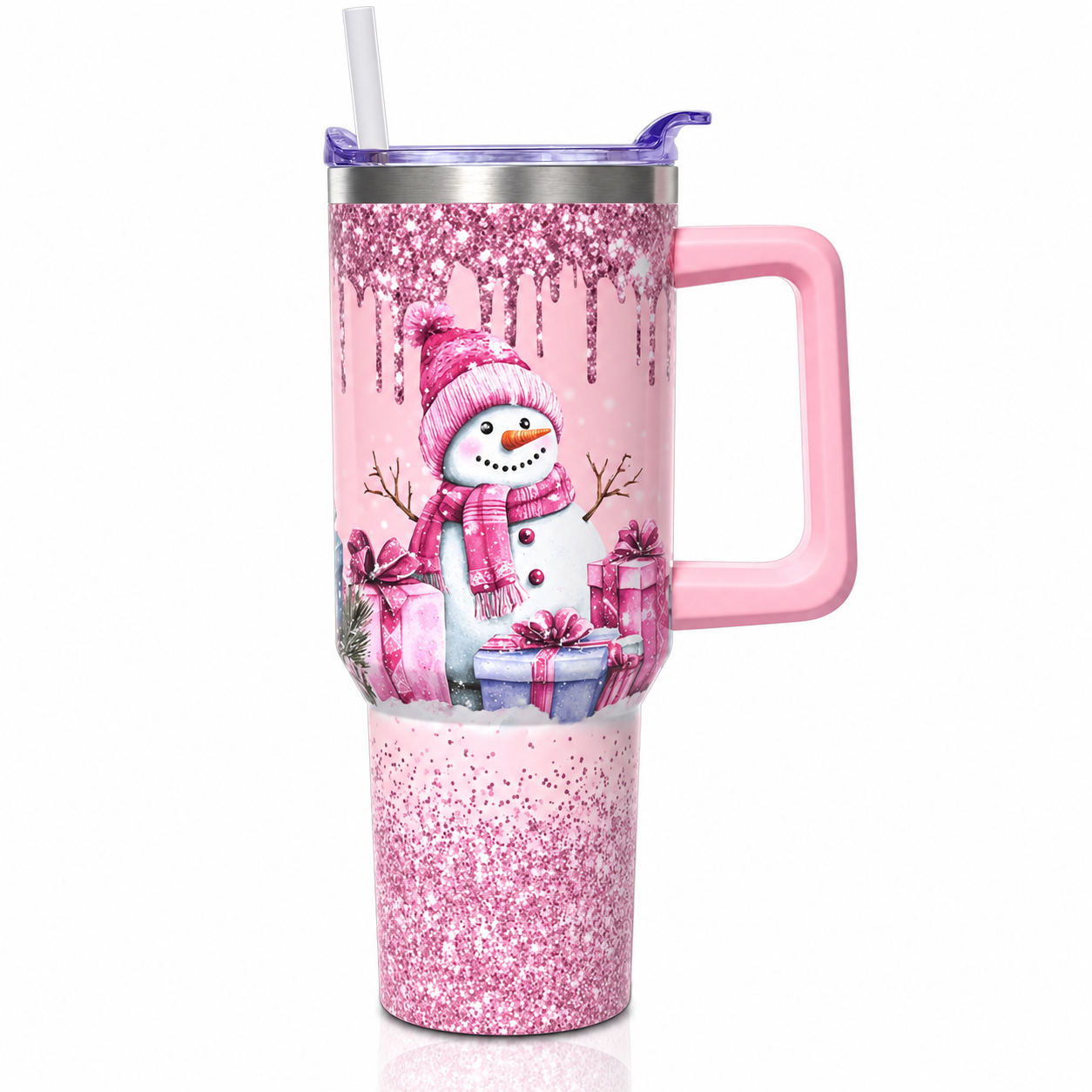 40 oz Christmas Snowman Stainless Steel Insulated Tumbler with Straw