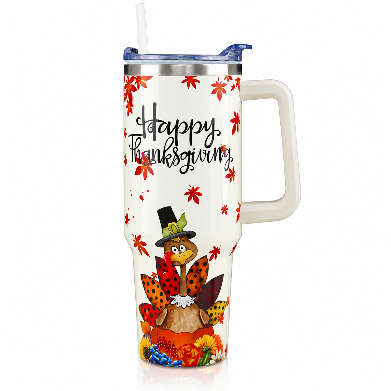 40 oz Christmas Snowman Stainless Steel Insulated Tumbler with Straw