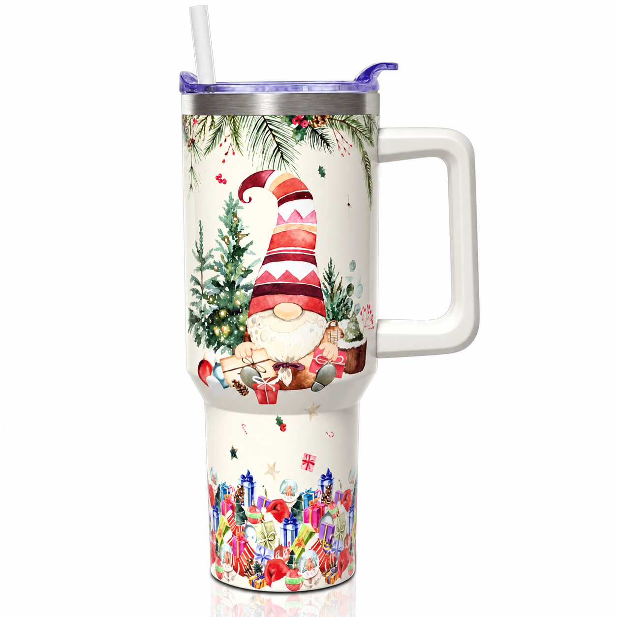 40 oz Christmas Snowman Stainless Steel Insulated Tumbler with Straw