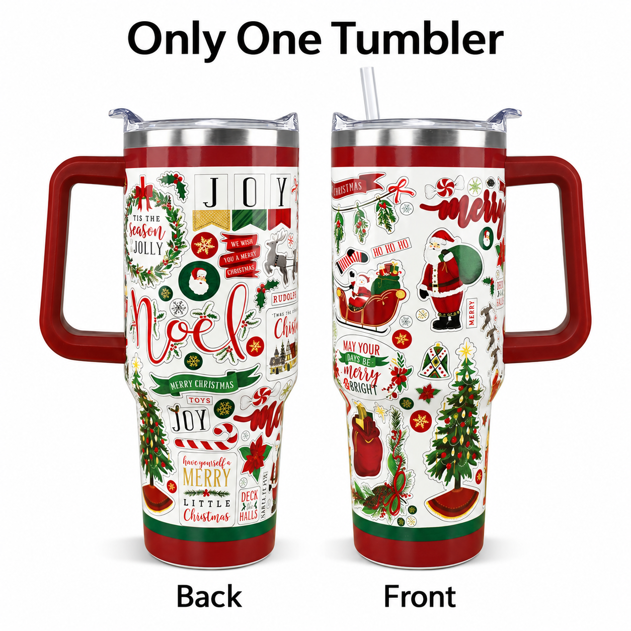 40 oz Christmas Nutcracker Santa Reindeer Tumbler Cup