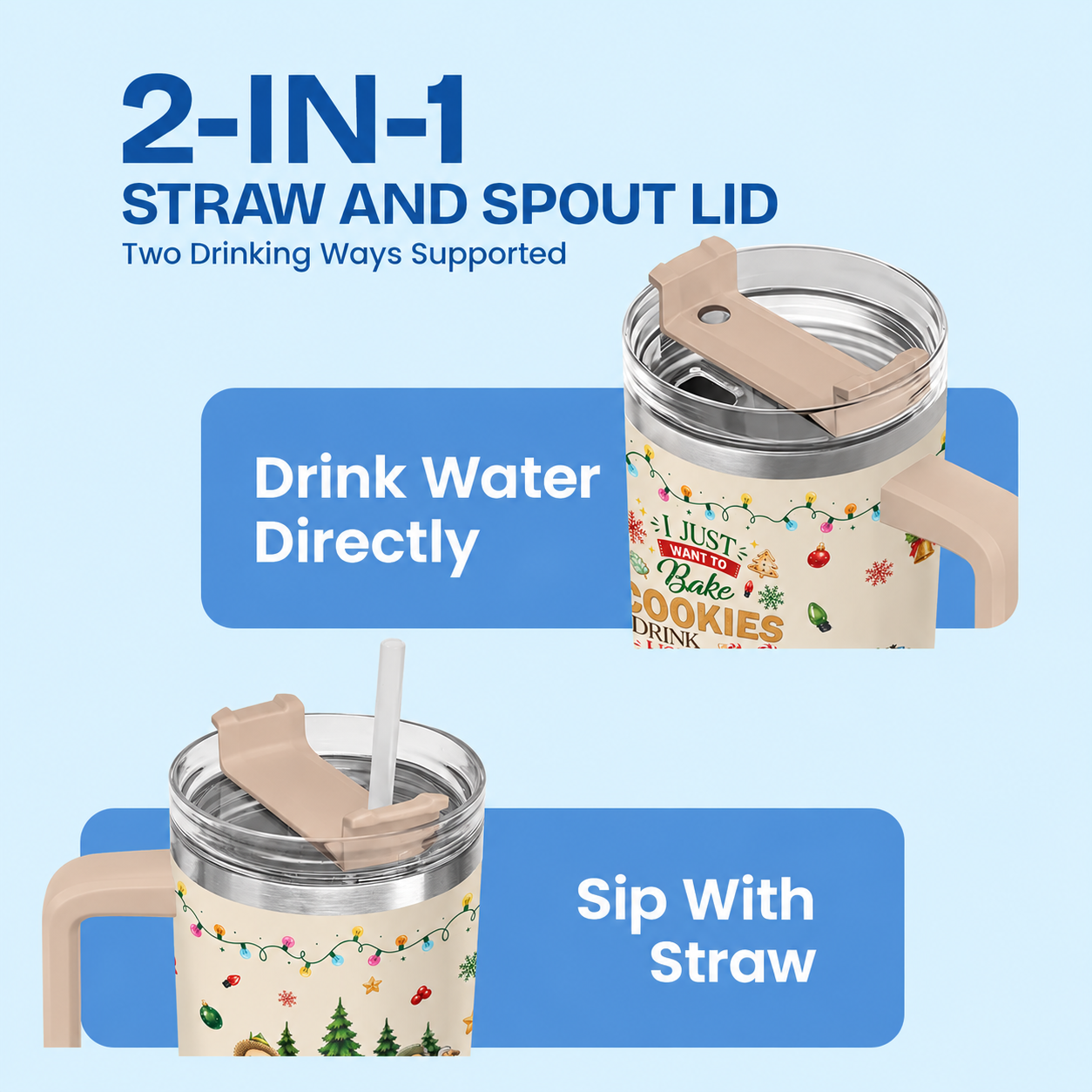 40 oz Christmas Cocoa Holiday Tumbler with Handle
