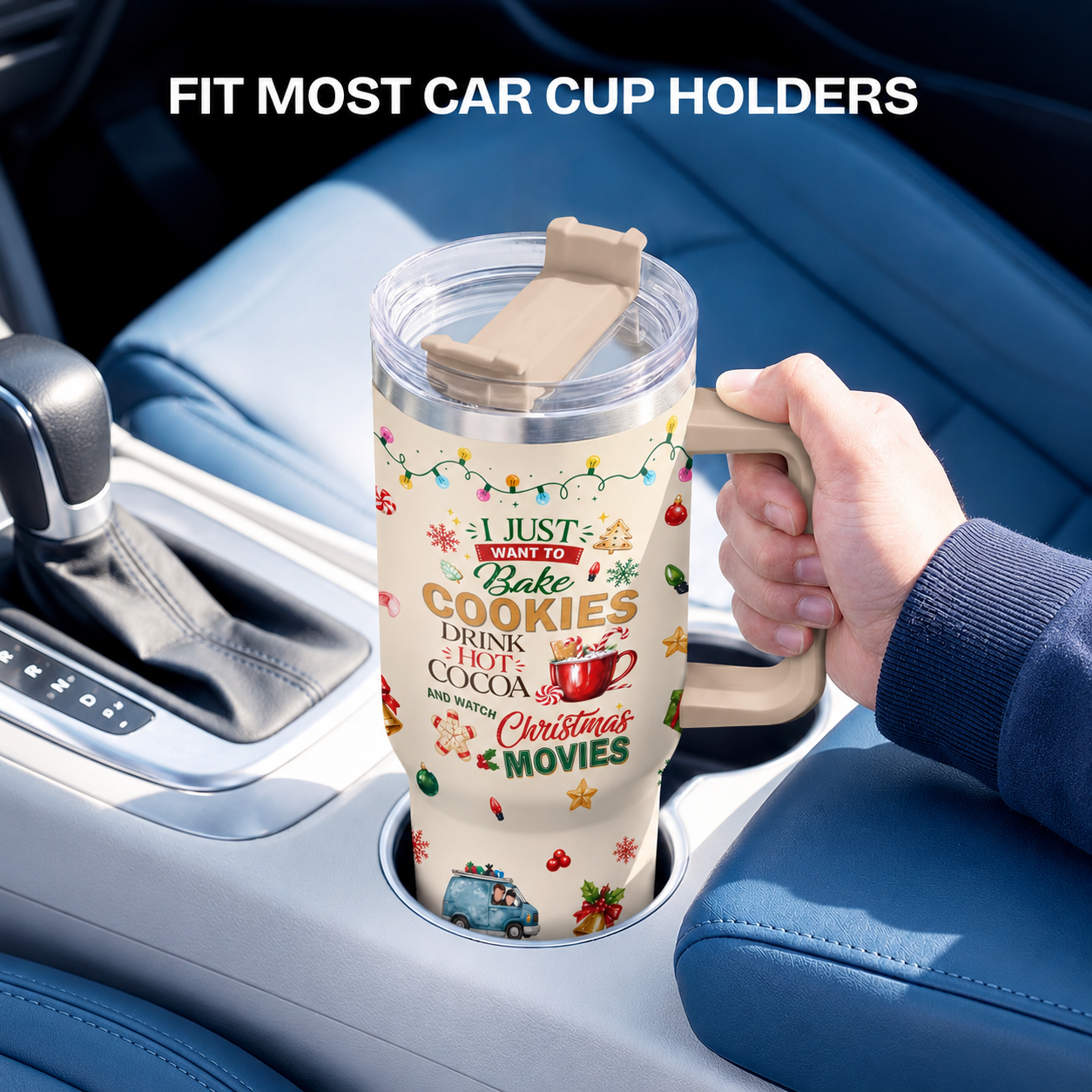 40 oz Christmas Cocoa Holiday Tumbler with Handle