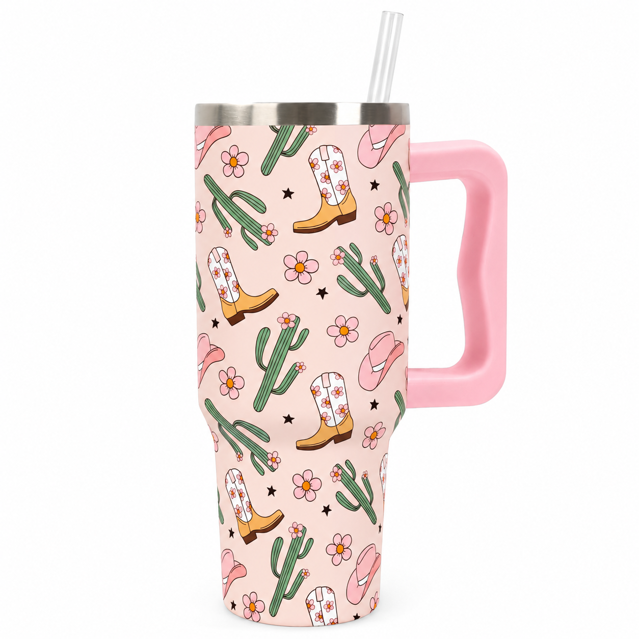 40 oz Christmas Bowknot Stainless Steel Tumbler with Handle Lid and Straw