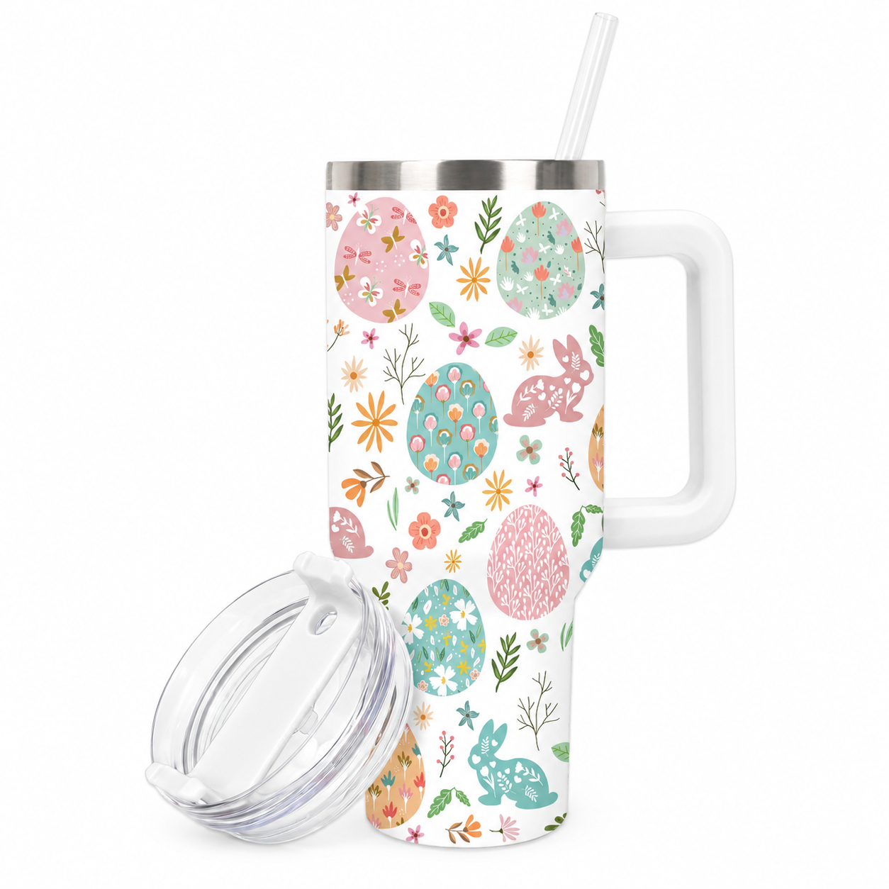 40 oz Christmas Bowknot Stainless Steel Tumbler with Handle Lid and Straw