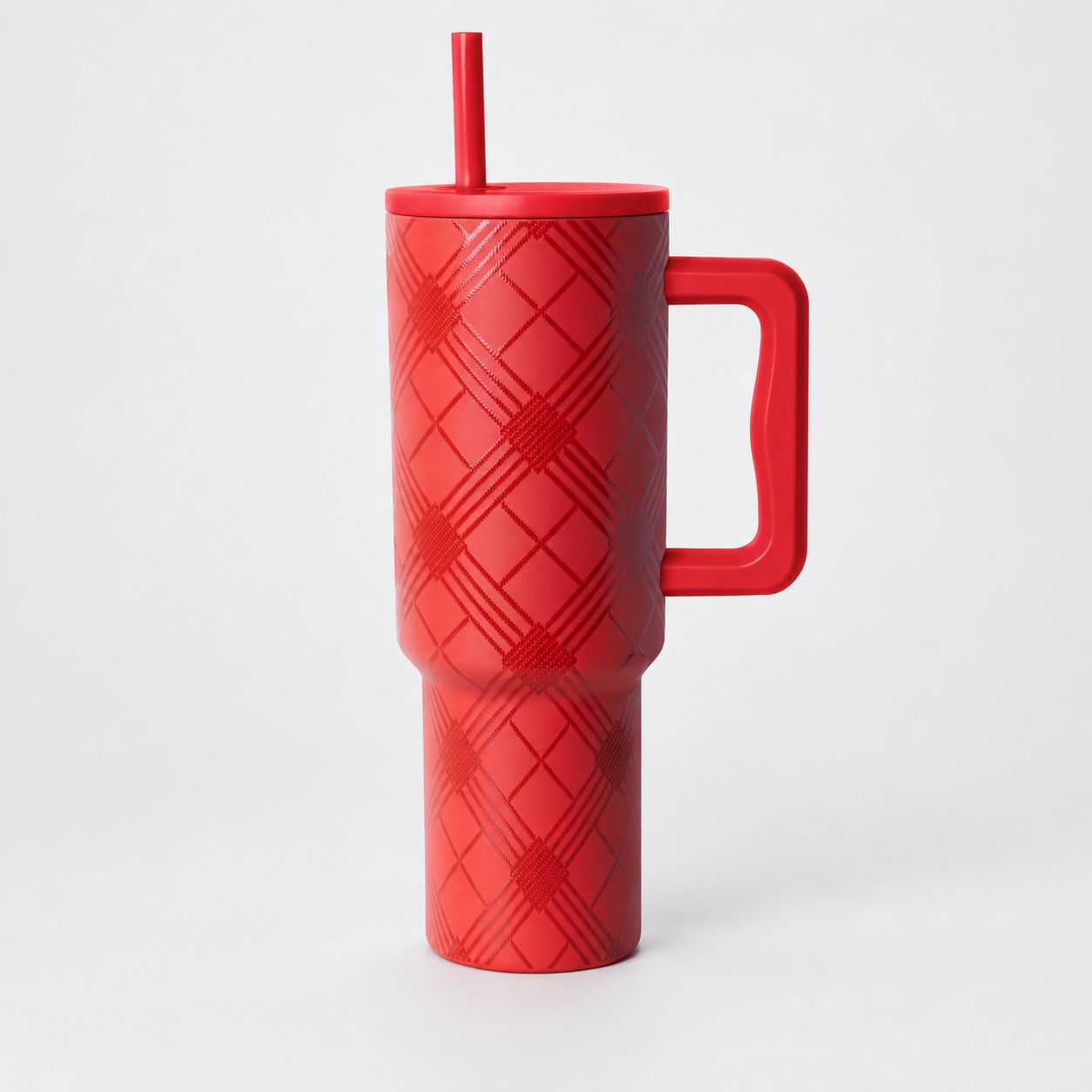 40 oz Christmas Flannel Pattern Tumbler with Handle and Straw