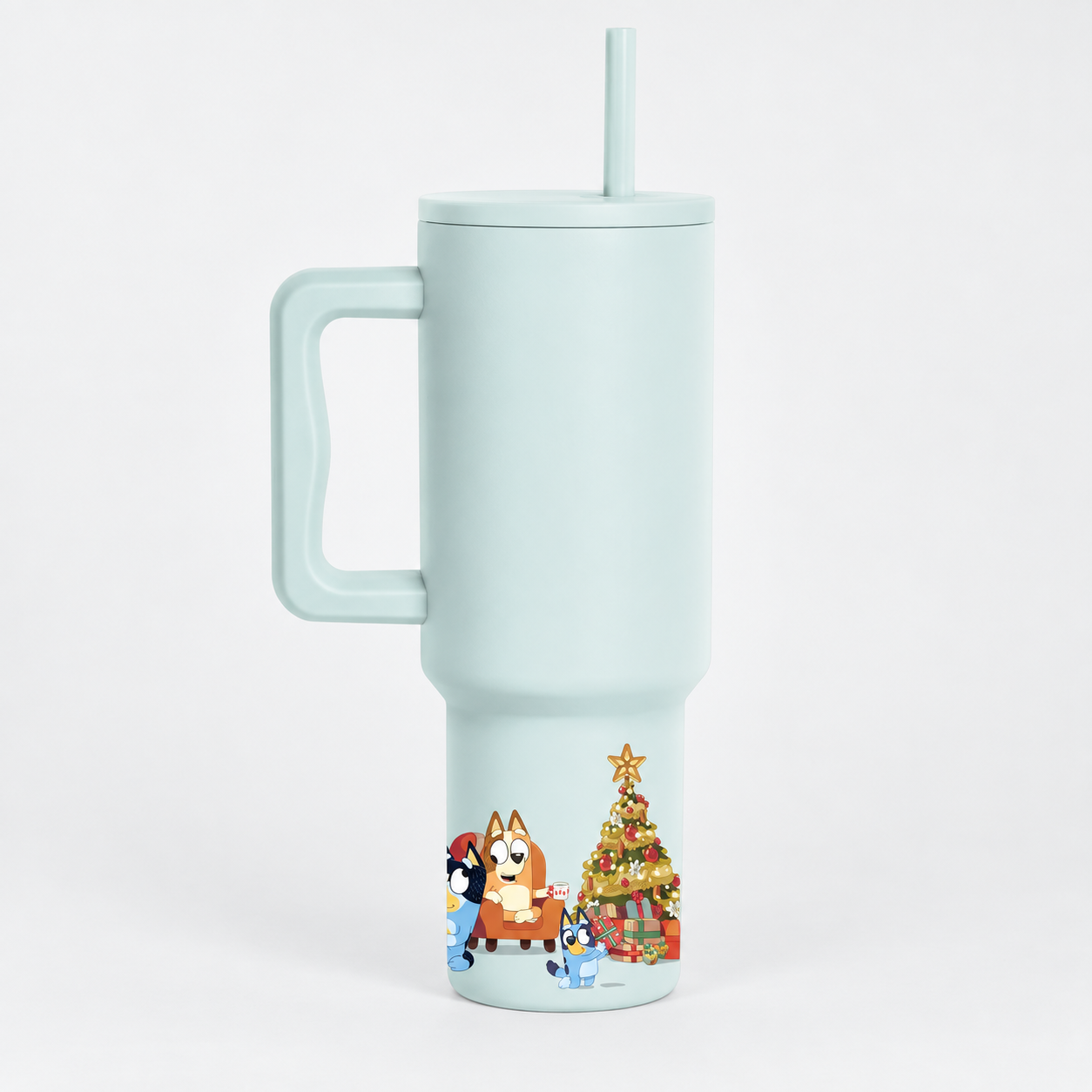 40 oz Christmas Flannel Pattern Tumbler with Handle and Straw