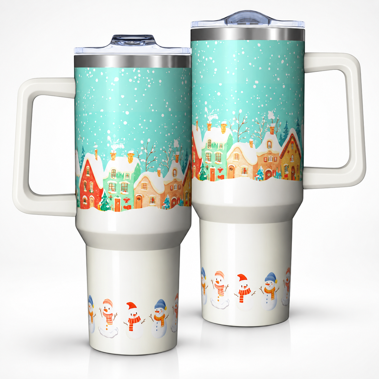 40 oz Christmas Reindeer Star Insulated Tumbler with Handle and Straw