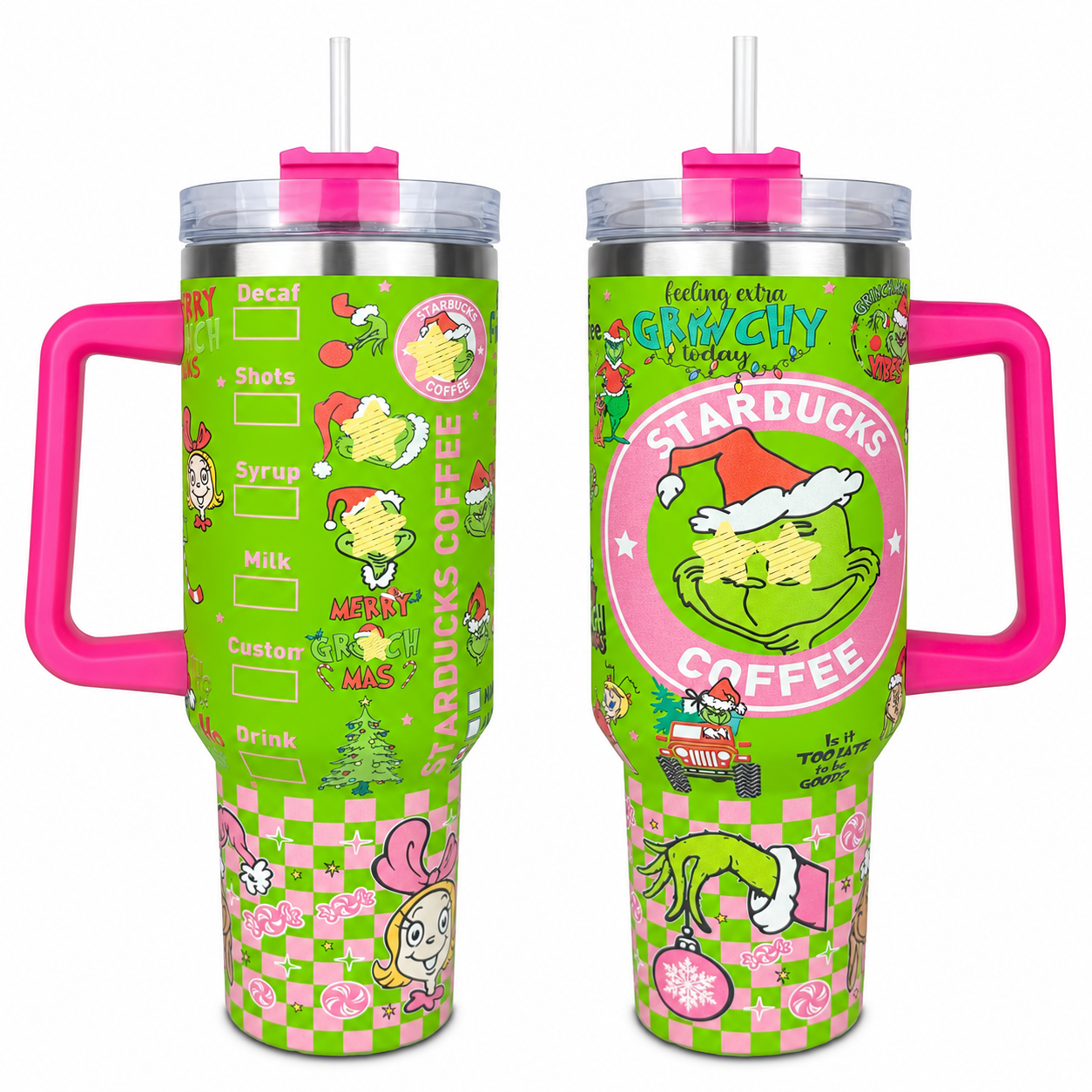 40 oz Christmas Character Stainless Steel Insulated Tumbler with Handle and Straw