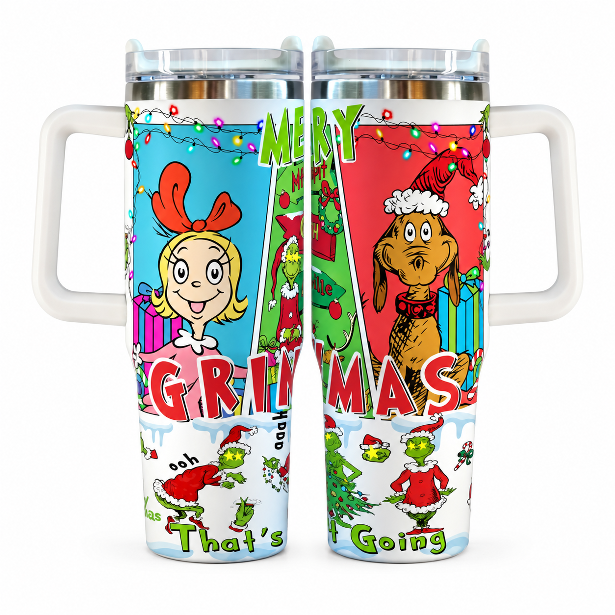 40 oz Christmas Character Stainless Steel Insulated Tumbler with Handle and Straw