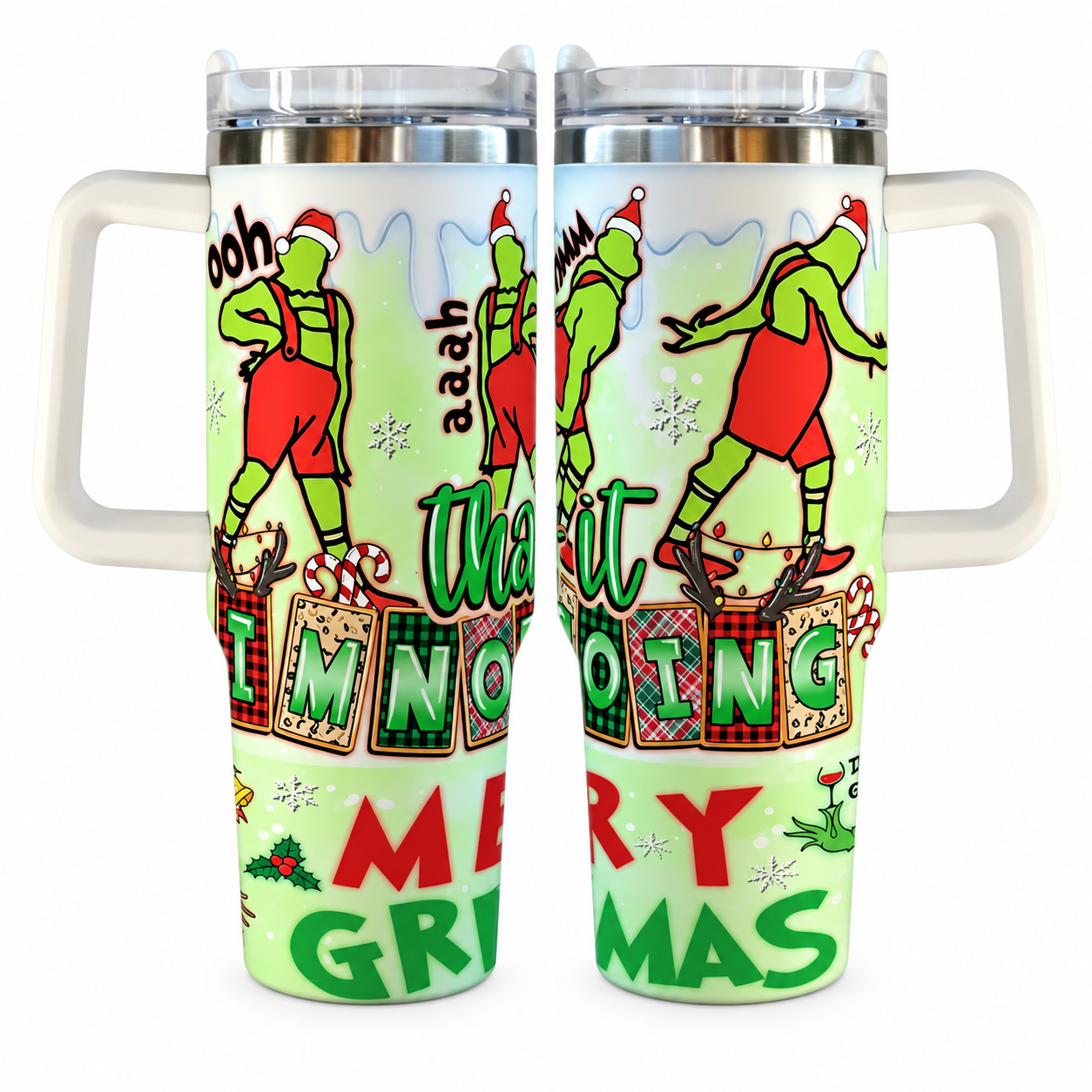 40 oz Christmas Character Stainless Steel Insulated Tumbler with Handle and Straw