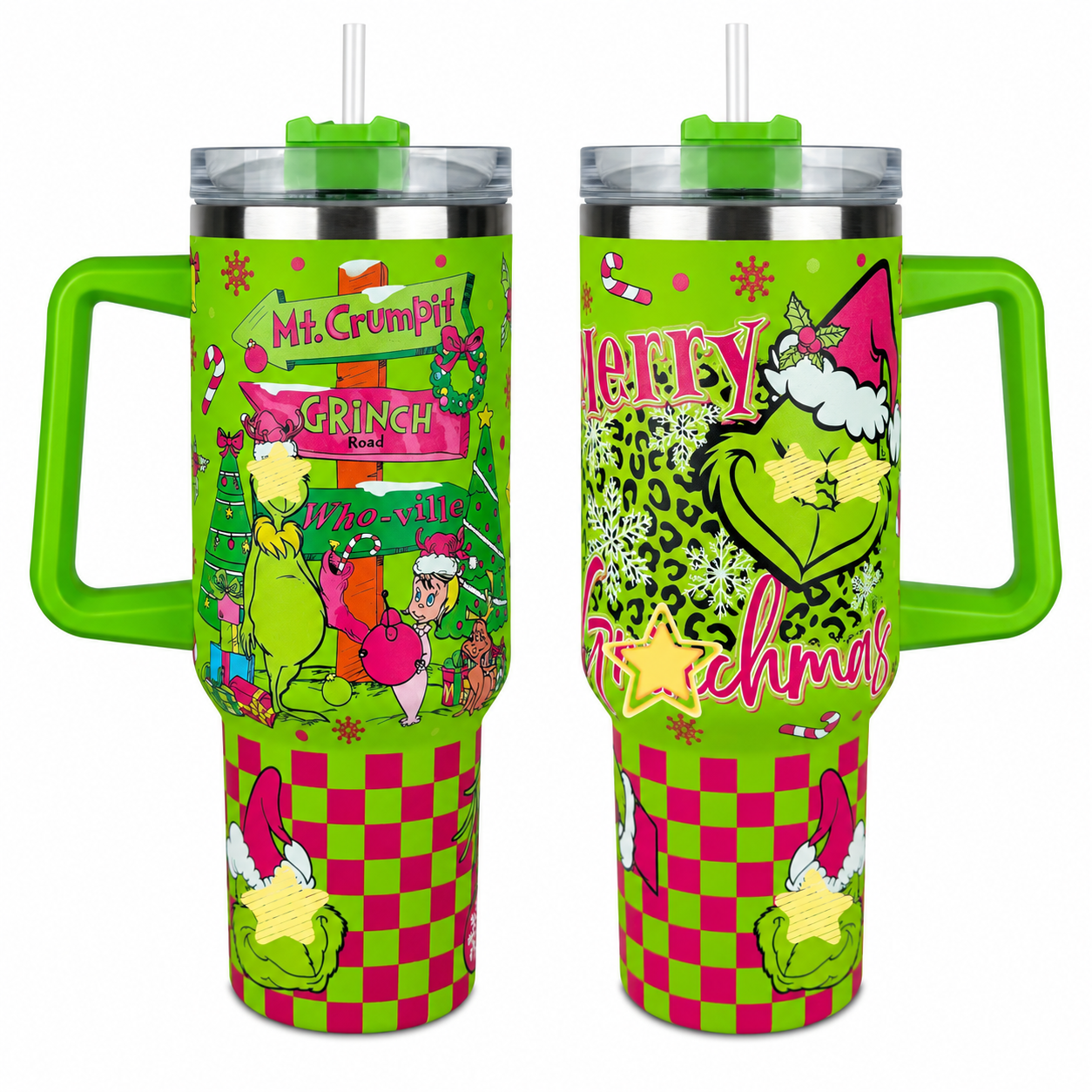 40 oz Christmas Character Stainless Steel Insulated Tumbler with Handle and Straw