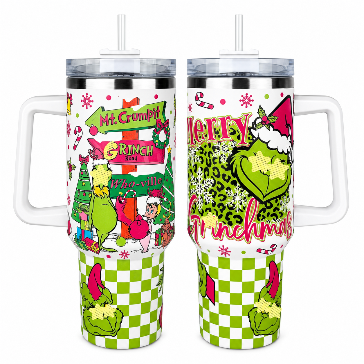 40 oz Christmas Character Stainless Steel Insulated Tumbler with Handle and Straw
