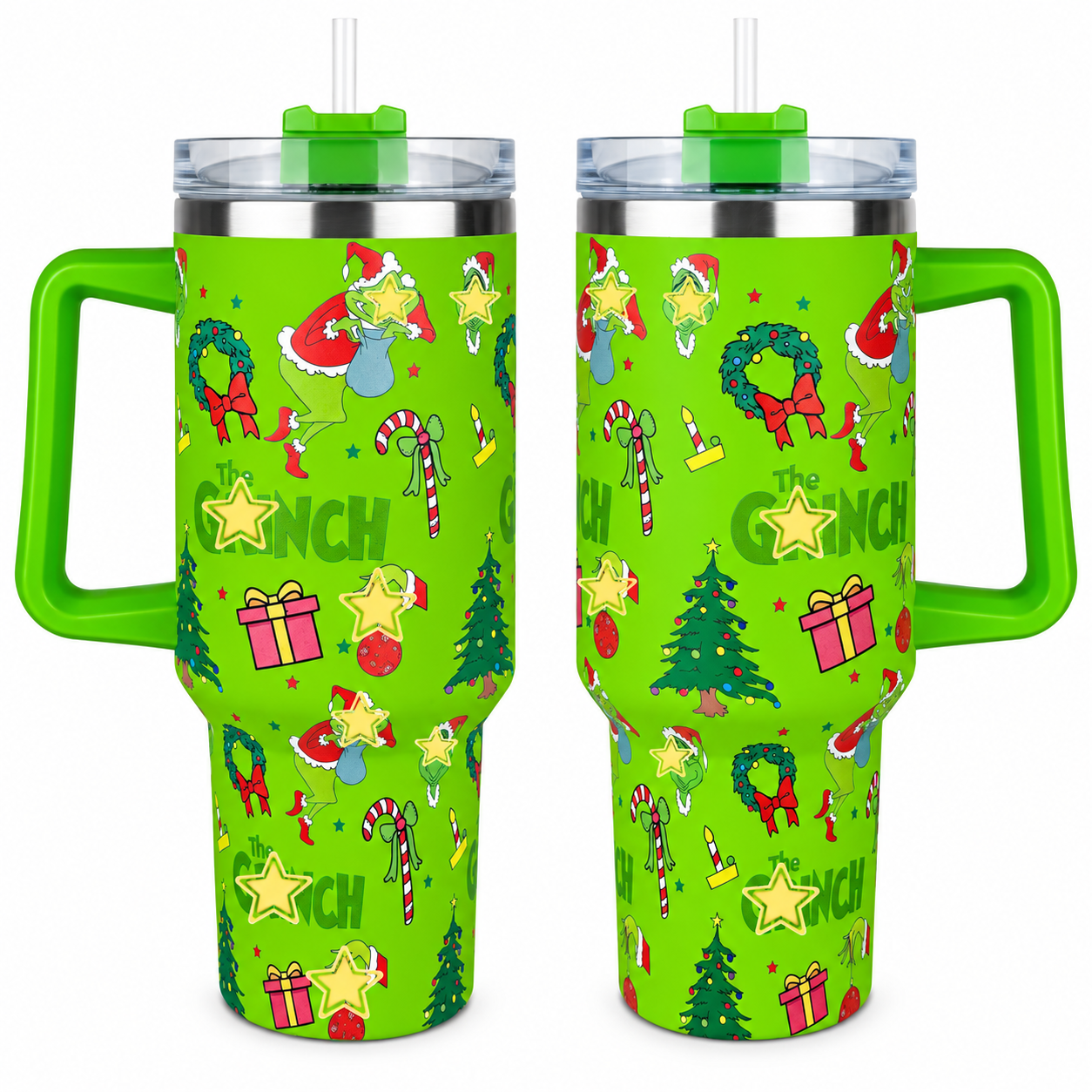 40 oz Christmas Character Stainless Steel Insulated Tumbler with Handle and Straw