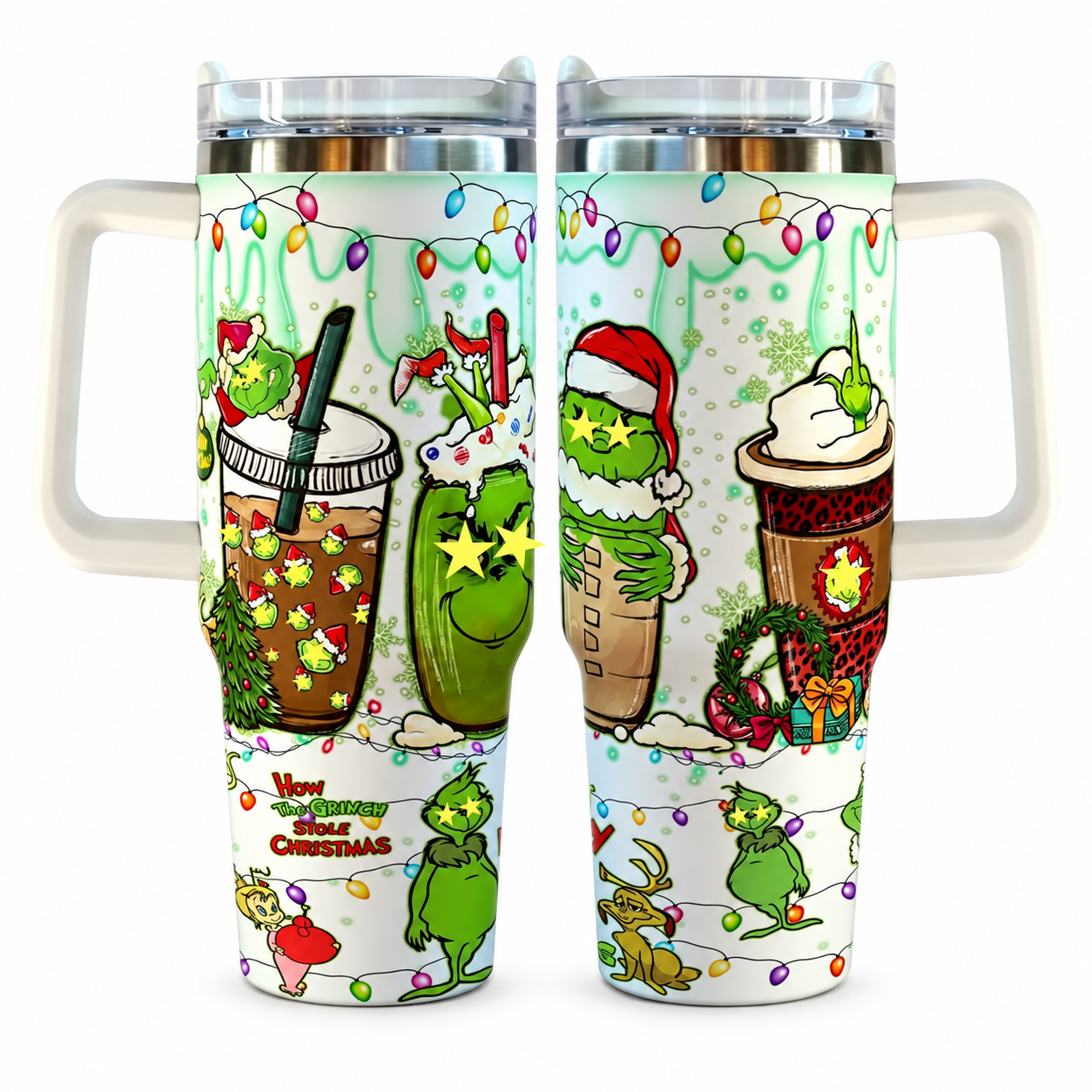 40 oz Christmas Character Stainless Steel Insulated Tumbler with Handle and Straw
