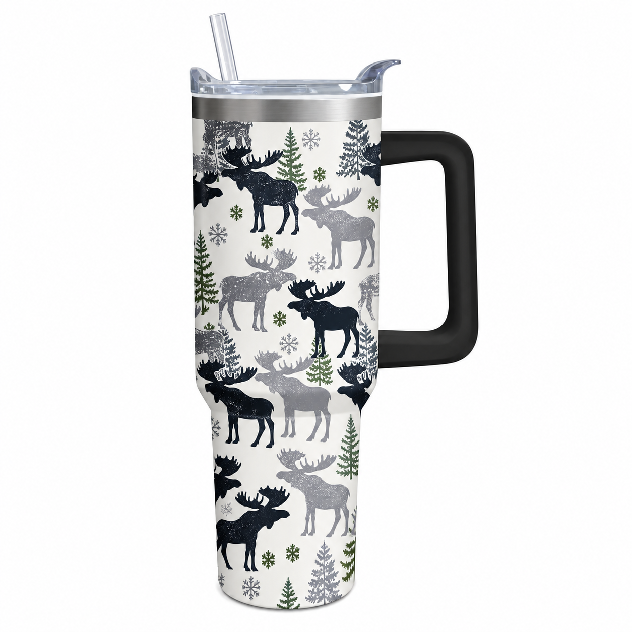 40 oz Christmas Snowman Tree Stainless Steel Insulated Tumbler with Handle and Straw