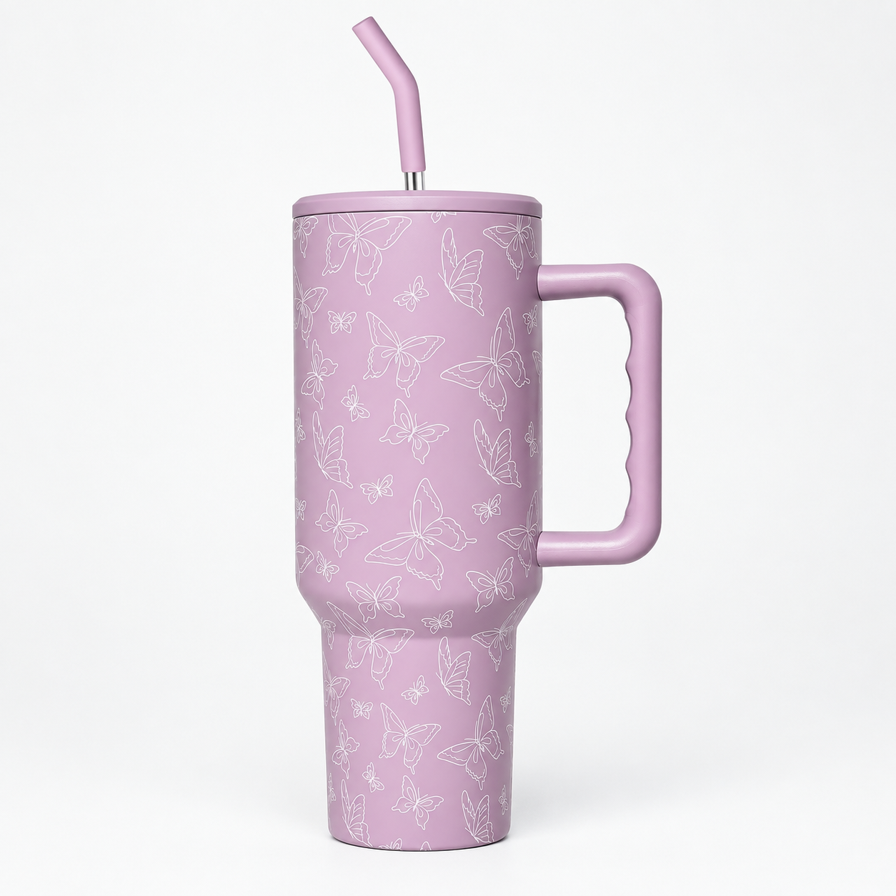 40 oz Butterfly Stainless Steel Vacuum Insulated Tumbler with Straw and Lid