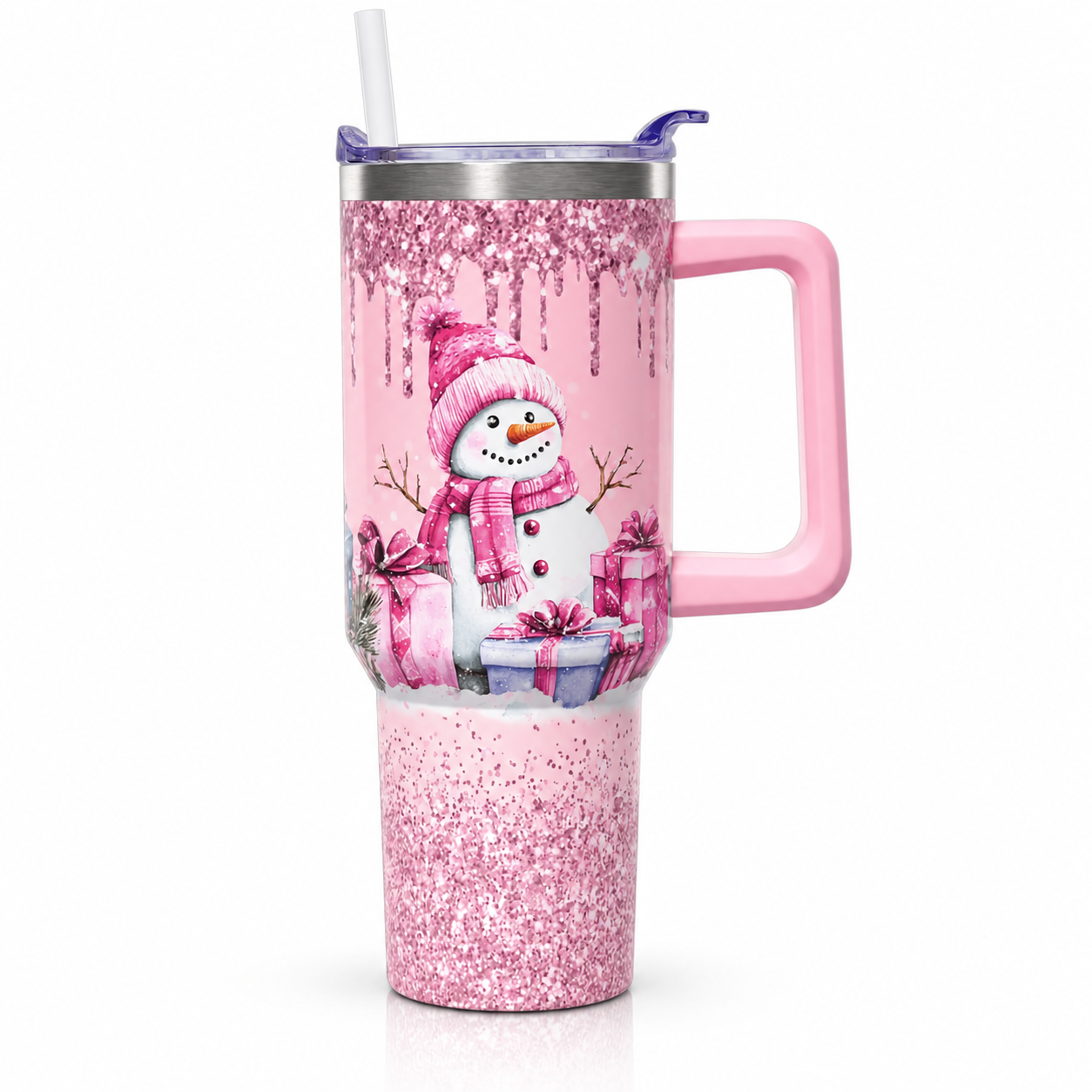 40 oz Christmas Tree Stainless Steel Insulated Tumbler with Handle and Straw