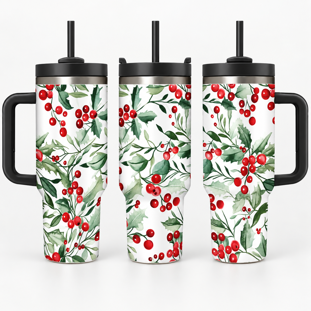 40 oz Christmas Holly Insulated Coffee Tumbler