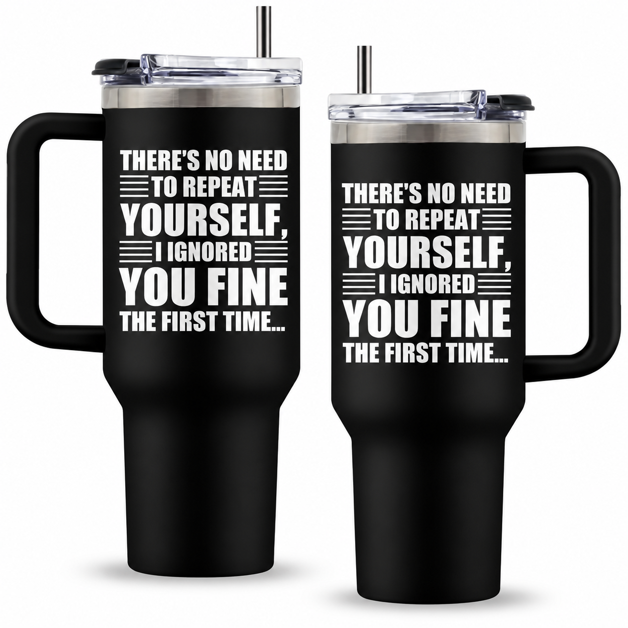 40 oz Funny Stainless Steel Tumbler with Handle and Straw