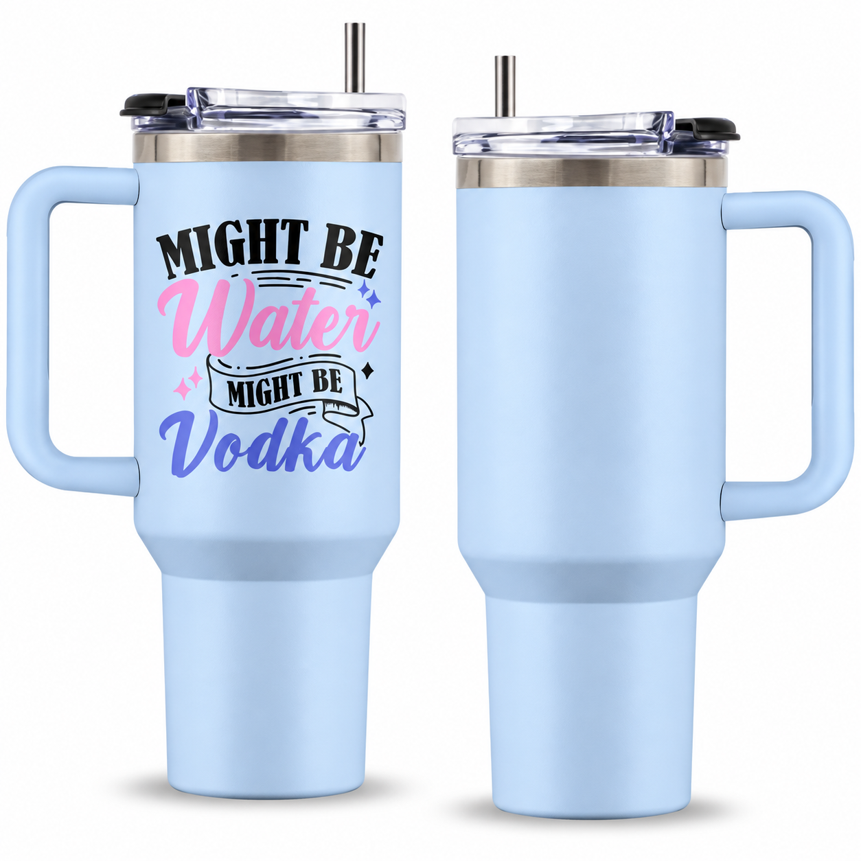 40 oz Funny Stainless Steel Tumbler with Handle and Straw