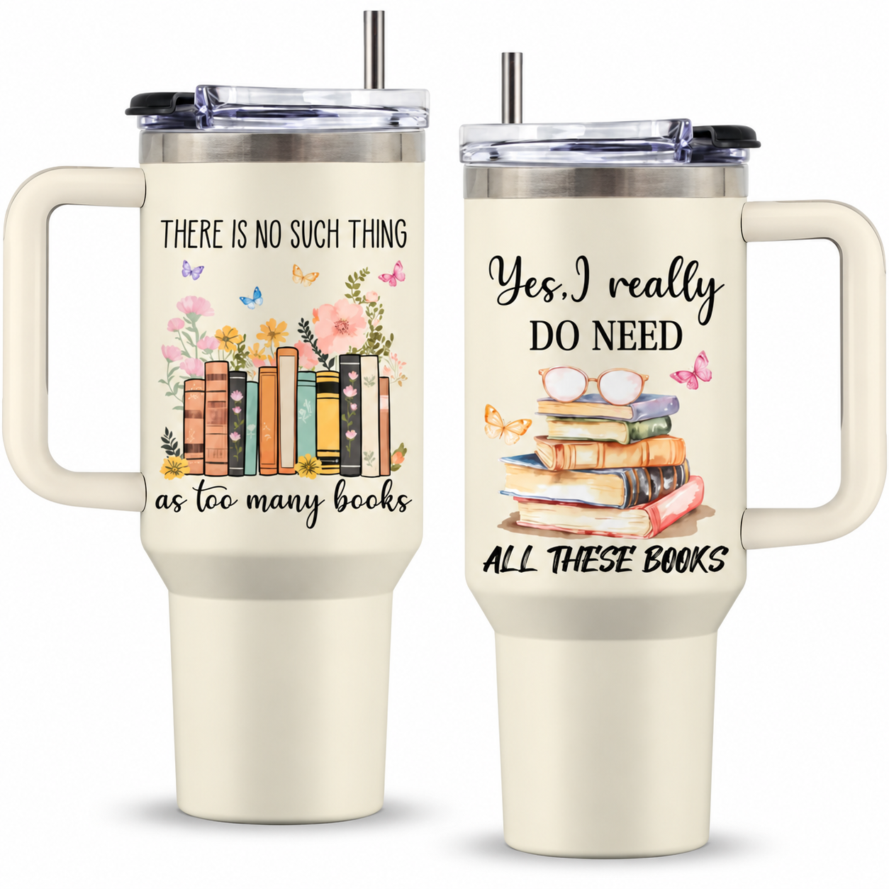 40 oz Funny Stainless Steel Tumbler with Handle and Straw