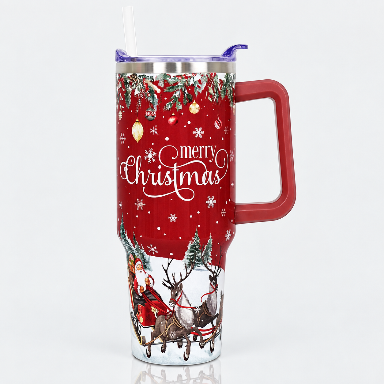 40 oz Christmas Stainless Steel Insulated Tumbler with Straw and Lid