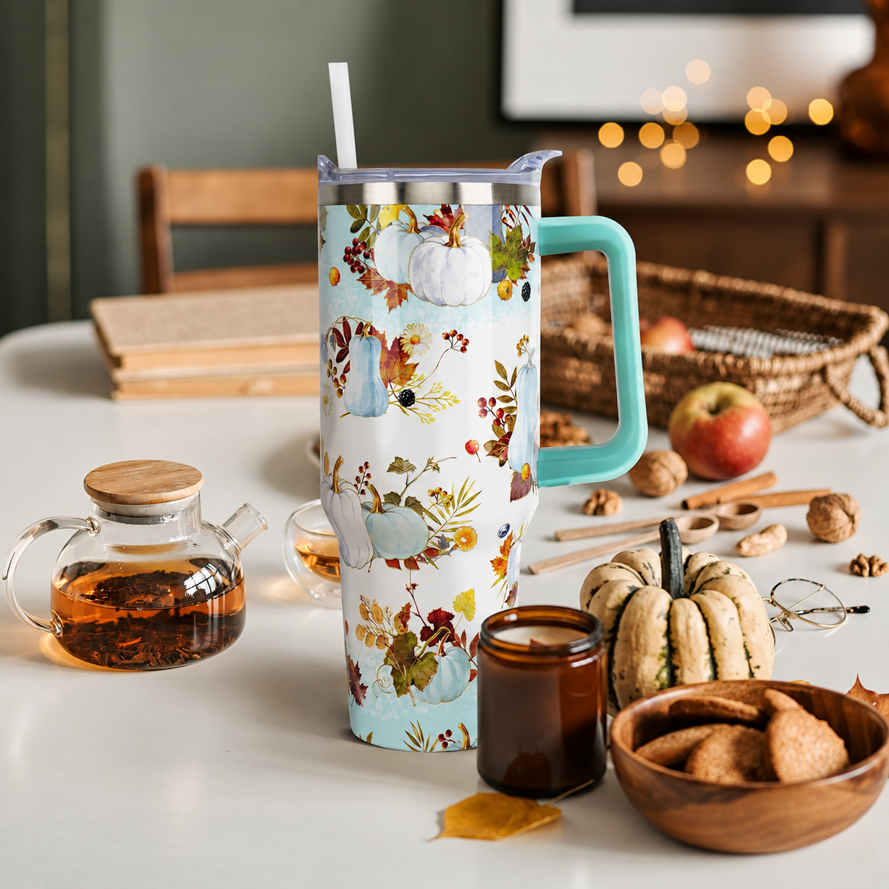 40 oz Christmas Stainless Steel Insulated Tumbler with Straw and Lid