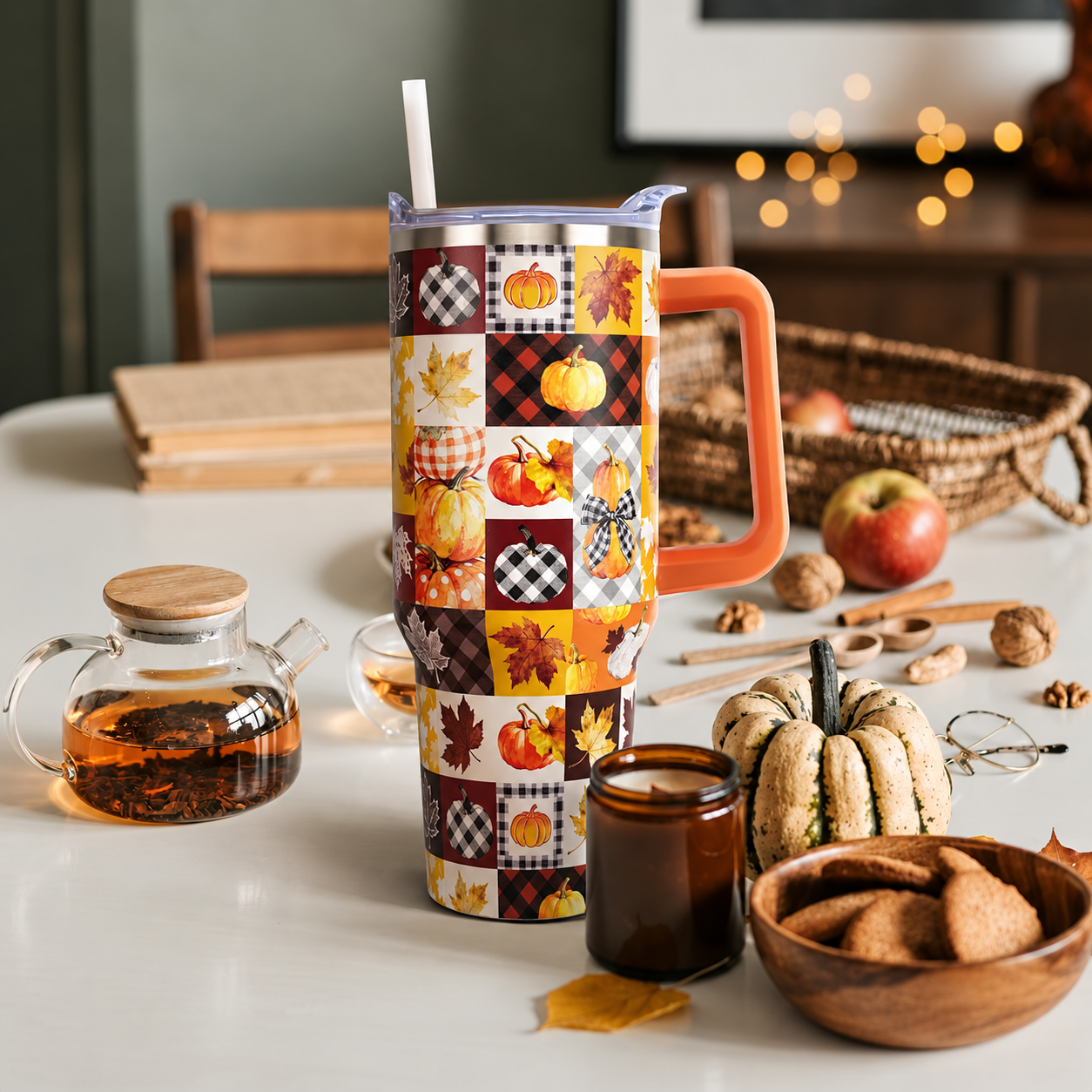40 oz Christmas Stainless Steel Insulated Tumbler with Straw and Lid