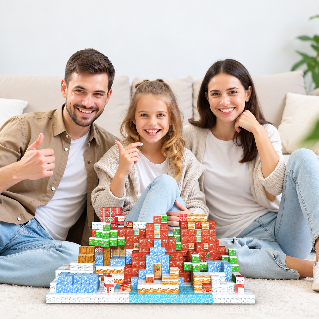 Christmas Snow Village And Forest Building Blocks Toy Set For Kids