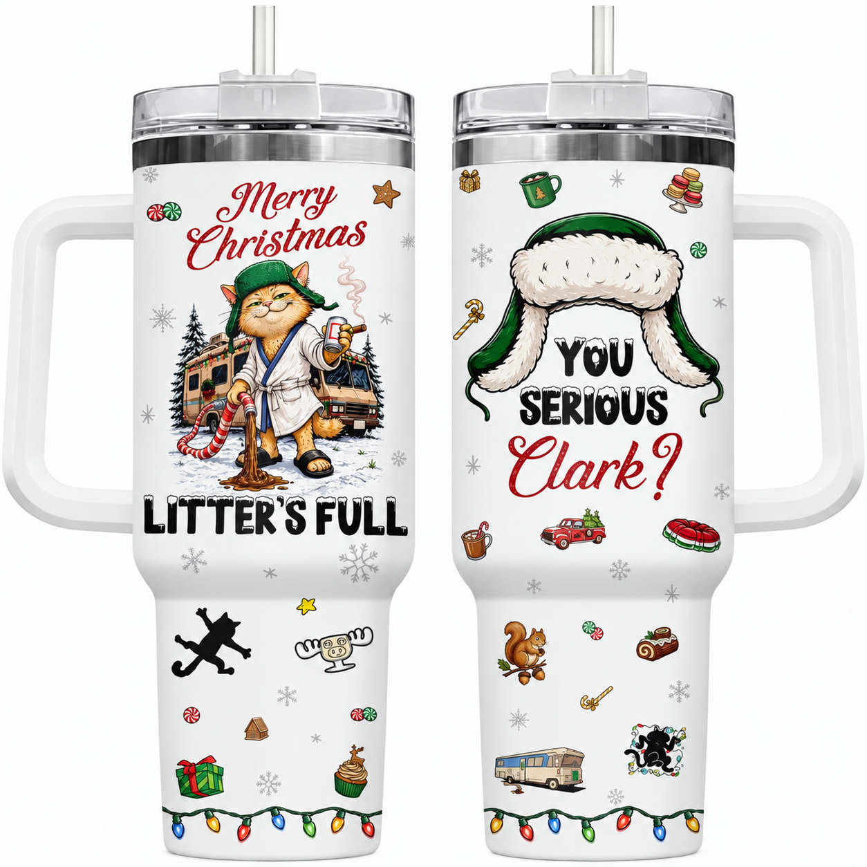 40 oz Christmas Cocoa Holiday Tumbler with Handle