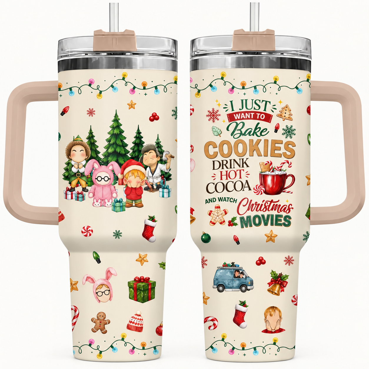 40 oz Christmas Cocoa Holiday Tumbler with Handle
