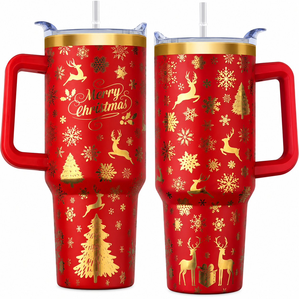 40 oz Christmas Snowflake Reindeer Stainless Steel Insulated Travel Tumbler