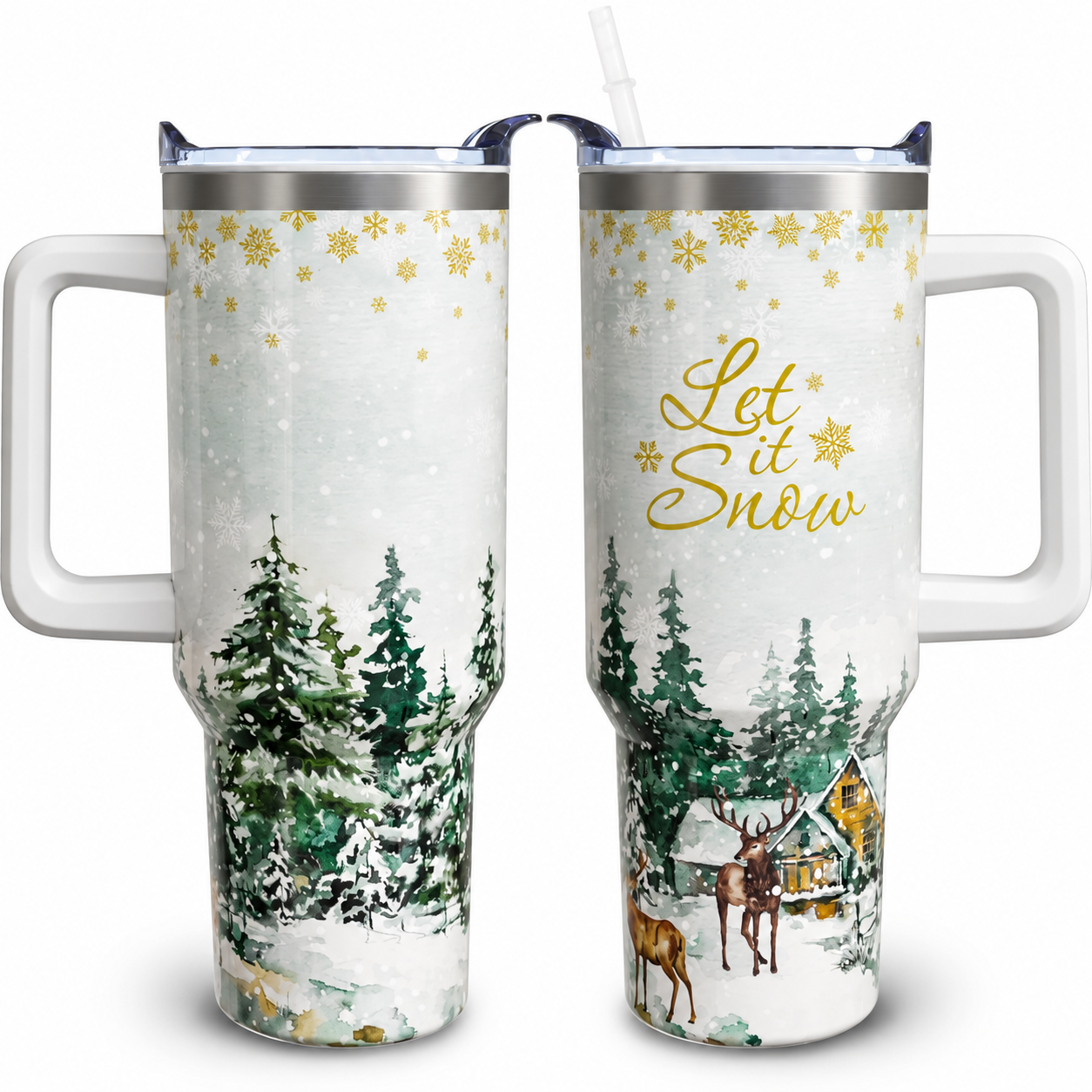 40 oz Christmas Deer Tree Stainless Steel Vacuum Insulated Travel Tumbler