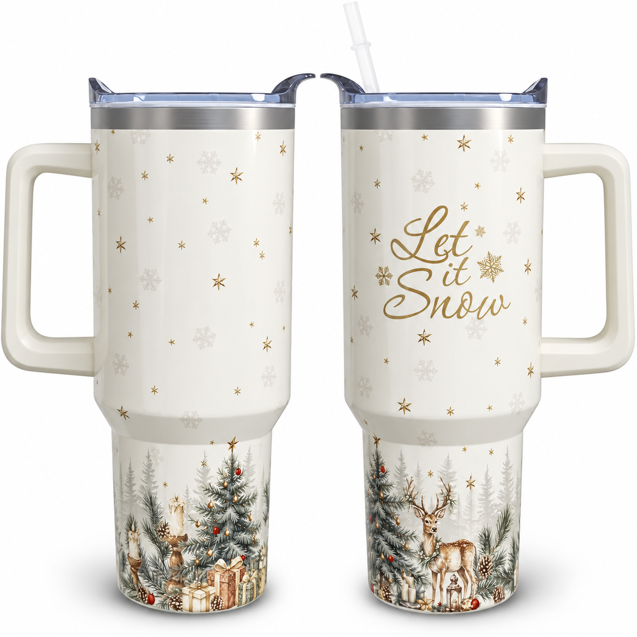 40 oz Christmas Deer Tree Stainless Steel Vacuum Insulated Travel Tumbler
