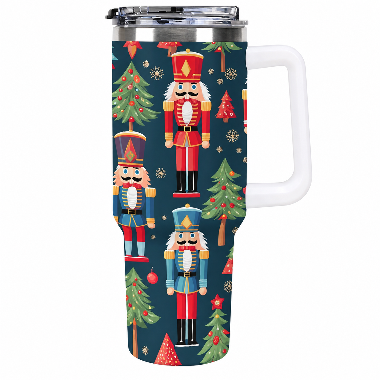 40 Oz Christmas Nutcracker Tree Stainless Steel Insulated Travel Tumbler