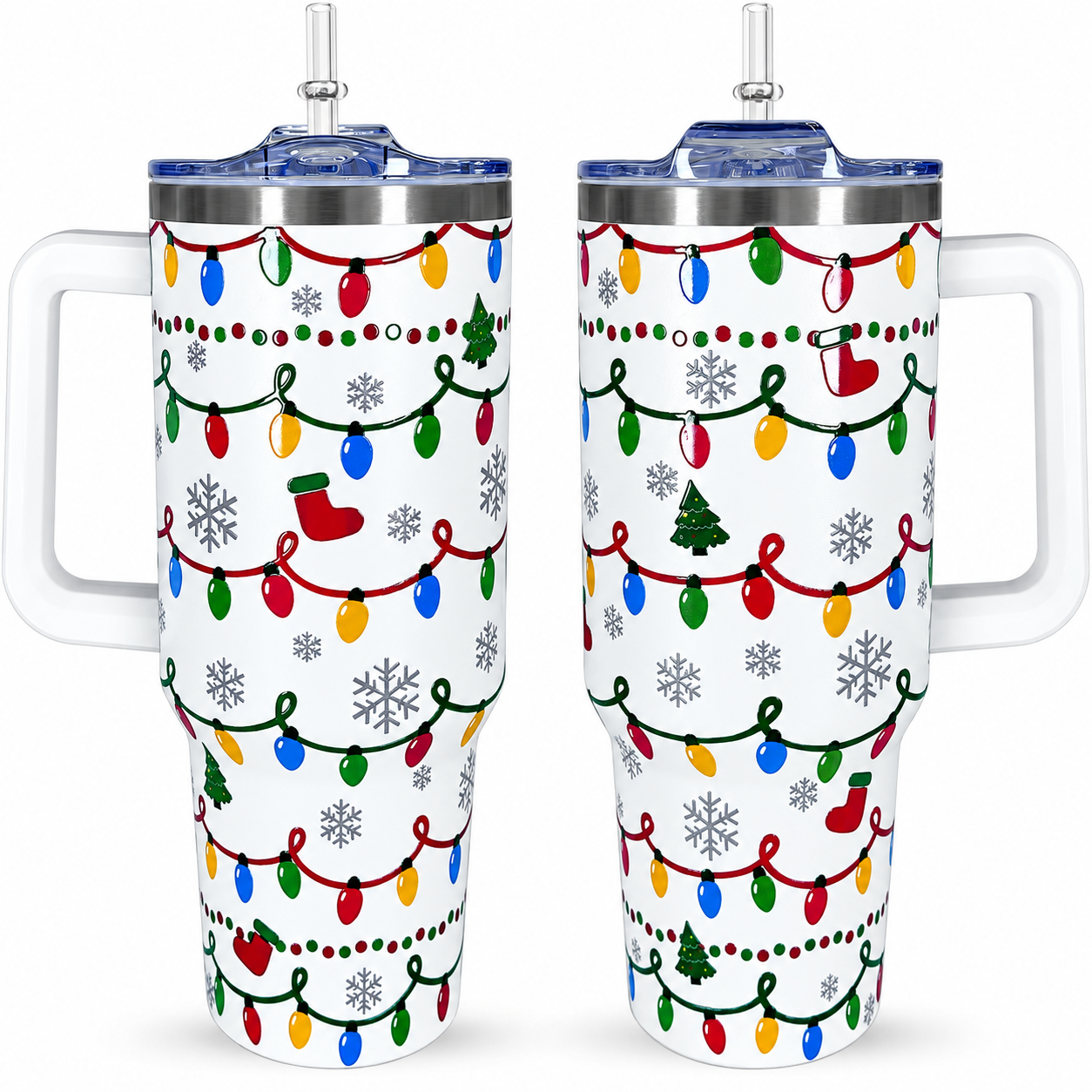 40 oz Christmas Snowman Snowflake Reindeer Stainless Steel Insulated Travel Tumbler