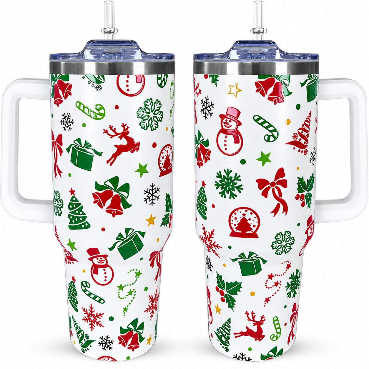 40 oz Christmas Snowman Snowflake Reindeer Stainless Steel Insulated Travel Tumbler
