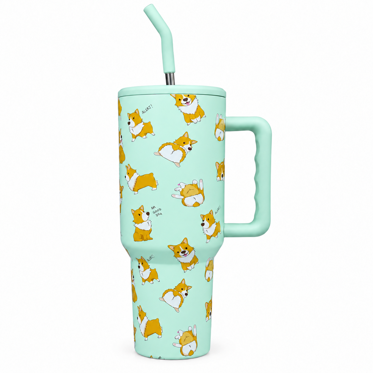 40 oz Christmas Stainless Steel Insulated Travel Tumbler With Handle And Straw