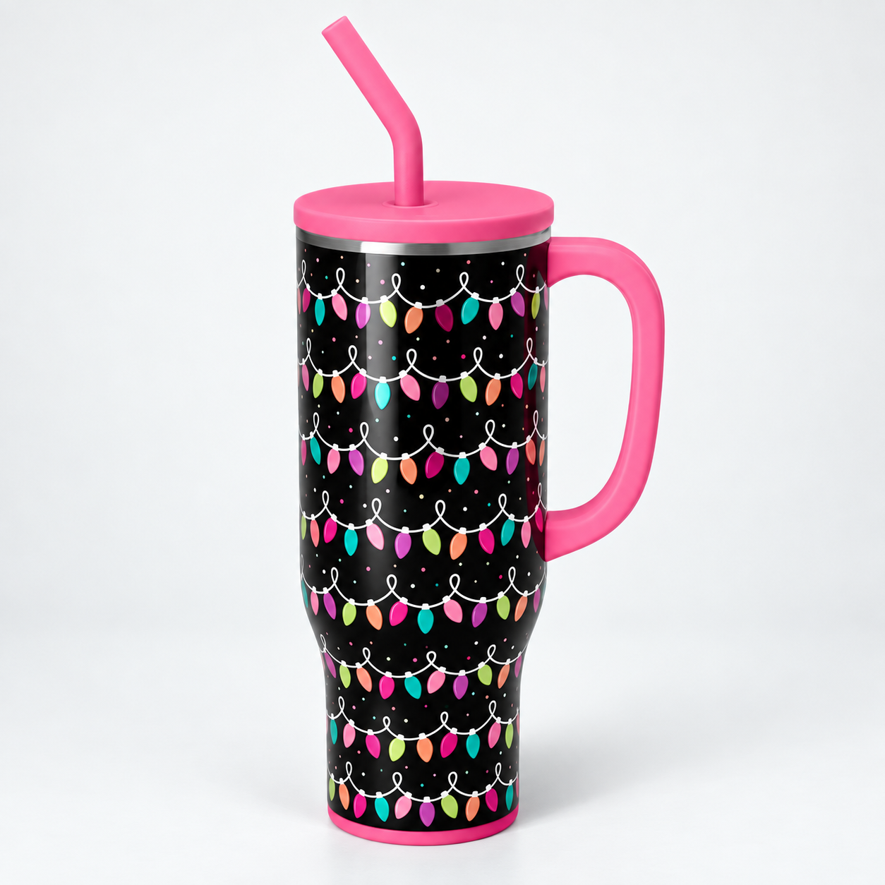 Insulated Stainless Steel Tumbler with Handle and Straw