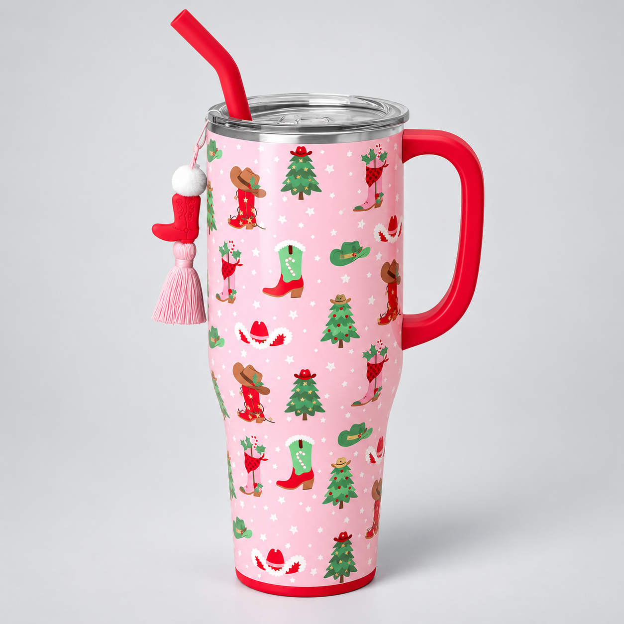 Insulated Stainless Steel Tumbler with Handle and Straw
