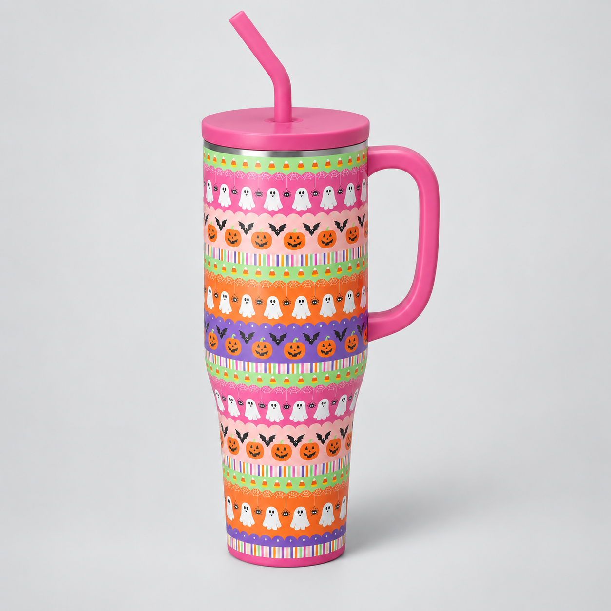 Insulated Stainless Steel Tumbler with Handle and Straw